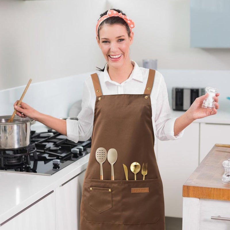DILLMAN Art Aprons for Men Women Painting Pottery Baking, H Back Straps Waterdrop Kitchen Chef Cooking Apron with Pockets - Image 2